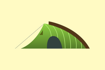 Hiking and trekking camp tent for rest. Vector illustration in cartoon style.