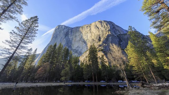 Afternoon time lapse of the famous horsetail fall, Yosemite National Park