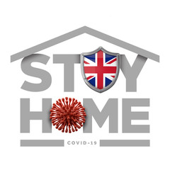 Obraz premium United Kingdom coronavirus outbreak stay home message. 3D Rendering