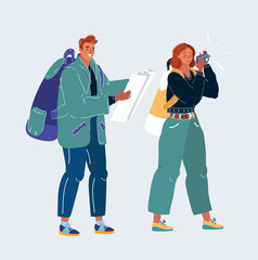 Illustration of ofman with map in him hands and backpack