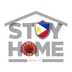 Philippines coronavirus outbreak stay home message. 3D Rendering