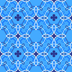 Portuguese azulejo tiles. Encaustic seamless patterns, prints. Oriental, Moroccan, geometric motifs. Suitable for packaging cosmetics, ceramics, T-shirts designs patchwork mosaics