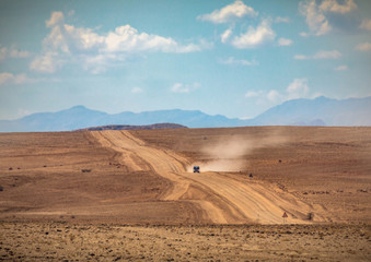Dust road at the namib desert in Namibia