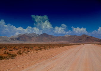 Dust road at the namib desert in Namibia