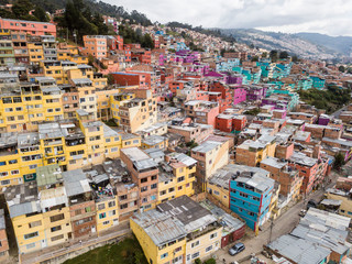Fototapeta na wymiar Colorful Rainbow Village in Bogota, Colombia