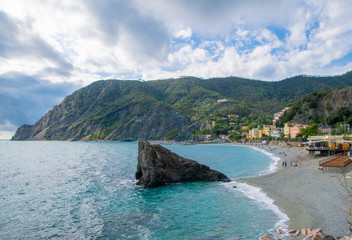 Fototapeta premium The sea and the beach of Monterosso, Spezia, Italy