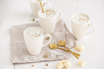 Hot white chocolatemilk with cardamom