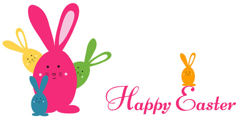 Happy Easter. Easter bunny family vector illustration bright and colorful element for design