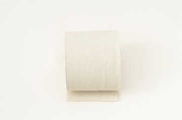 Roll of Toilet paper on white background.Minimalistic style.