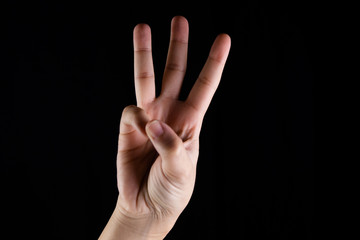 letra w en lengua de signos