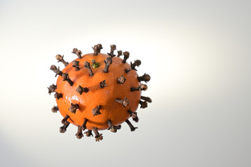 Tangerine with cloves looking like a coronavirus, but vitamins strengthen the immune system and...