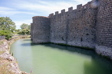 Badia bridge and castle (Devil's Bridge) in Vulci important Etruscan city , Archaeological...