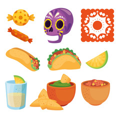 traditional icons set of cinco de mayo vector illustration design