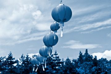 Chinese Paper Lanterns classic blue toned