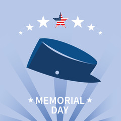 label memorial day with military hat