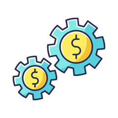 Assets RGB color icon. Business mechanism, budget management, working financial investments. Economics, productivity optimization commercial strategy. Isolated vector illustration