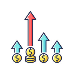 Competitive edge RGB color icon. Market leadership, company opportunity. Winning strategy, advantage, economic growth, business success. Isolated vector illustration