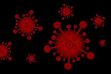 Coronavirus COVID-19 background Medical Microbiology and virology concept Microscopic view of floating influenza virus cells Vector illustration design. EPS10.