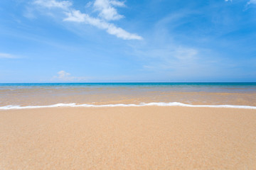 Fototapeta premium Sea view from tropical beach with sunny sky. Phuket beach Thailand.