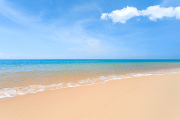 Fototapeta na wymiar Sea view from tropical beach with sunny sky. Phuket beach Thailand.