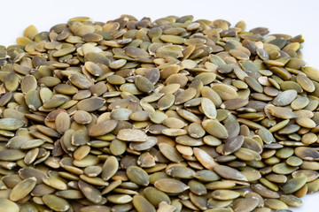 Close up view of fresh pumpkin seeds