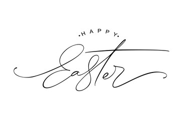 Happy Easter logo vintage vector calligraphy text. Christian hand drawn lettering poster for Easter. Modern handwritten brush type isolated for poster, t-shirt, banner, logo