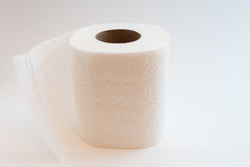 A roll of toilet paper isolated on a white background
