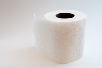 A roll of toilet paper isolated on a white background