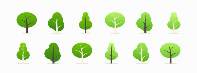 Set of abstract stylized trees. Natural illustration.