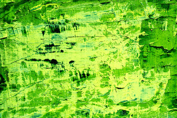 Abstract art background. Acrylic painting. Fragment of the canvas. Green texture. Modern Art.