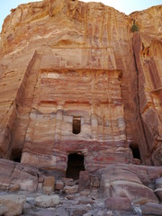 front view of famous Silk Tomb along the Royal Tombs of Petra, UNESCO world heritage, Wadi Musa, Jordan, Middle East