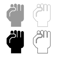 Obraz premium Fist icon outline set black grey color vector illustration flat style image