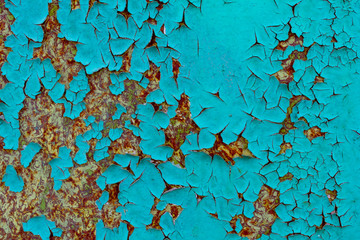 Texture of rusty metal in blue