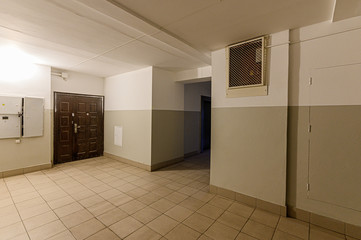 Russia, Moscow- November 20, 2019: interior room public place, porch. doors, walls, corridors