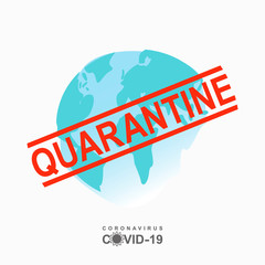 Quarantined planet. Quarantine. Warning inscription biological hazard risk logo symbol. Coronavirus COVID-19. Vector information template.