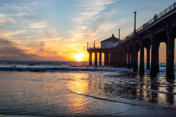 Winter sunset in Manhattan Beach, CA