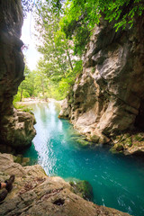 Canyon and sources of the Sammaro river. Cilento, Salerno, Campania, Italy