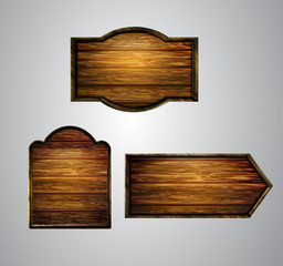 Vector realistic illustration of wooden signboard
