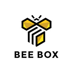 Bee Hexagon Logo Design Vector 
