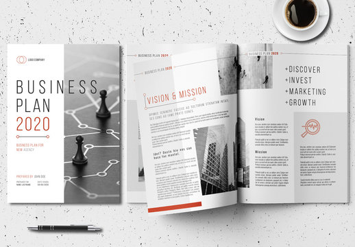 Business Plan Layout with Red Accents
