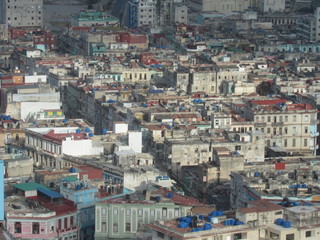 Fototapeta na wymiar Havana,Cuba - January 28, 2020: Top view of the city and sea shore in Havana, Cuba.