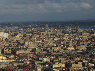 Fototapeta na wymiar Havana,Cuba - January 28, 2020: Top view of the city and sea shore in Havana, Cuba.