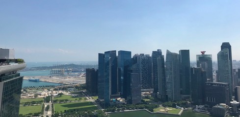 Fototapeta premium Skyline with skyscrapers, from rooftop, Singapore, South East Asia