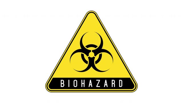 Biohazard animated sign. Warning sign of virus. 4k animation