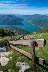 Fototapeta na wymiar Sighignola. Balcone d'Italia. Veduta Lago di Lugano. Como. Lombardia
