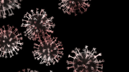 Coronavirus SARS-CoV-2. COVID-19 Chinese coronavirus under microscope. Coronavirus concept resposible for asian flu outbreak and coronaviruses influenza. Pandemic medical health risk 3D concept.
