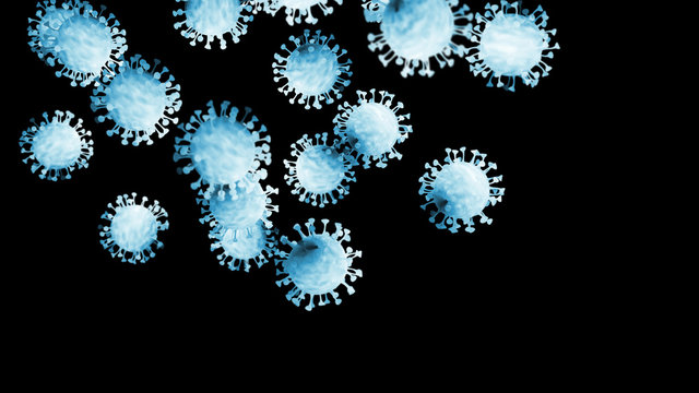 Coronavirus SARS-CoV-2. COVID-19 Chinese coronavirus under microscope. Coronavirus concept resposible for asian flu outbreak and coronaviruses influenza. Pandemic medical health risk 3D concept.