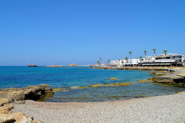 Paphos harbour tall ship in Cyprus