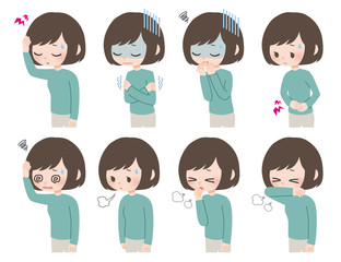体調不良の女性　セット