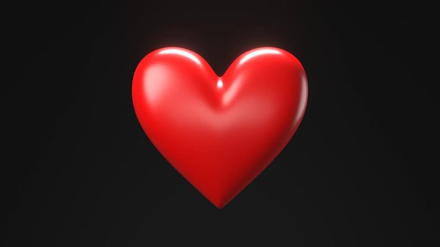Red broken heart objects in black background. Heart shape object shattered into pieces.